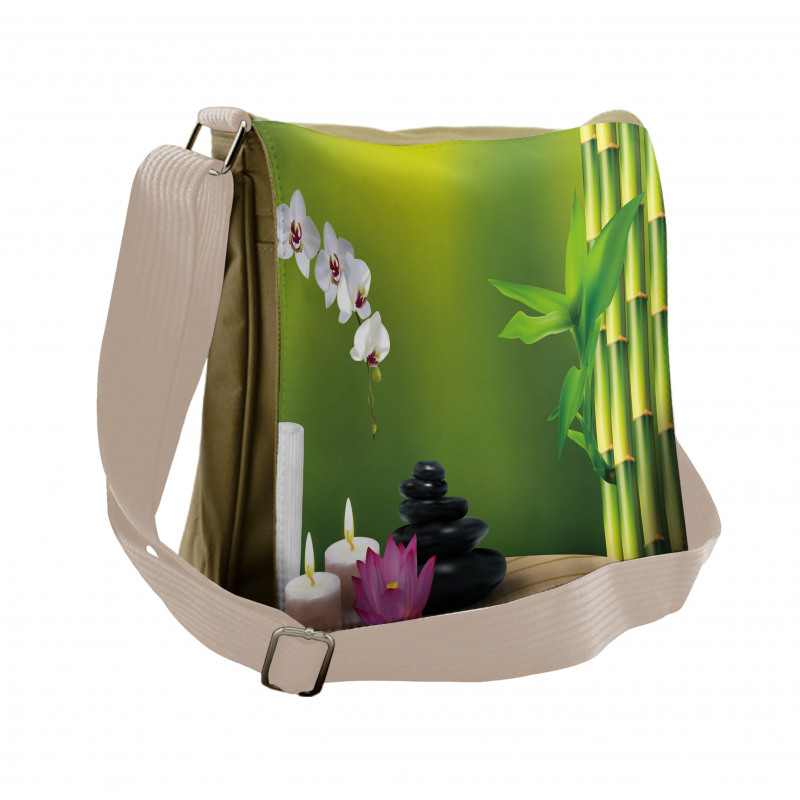 Bamboo Flower Orchid Stone Messenger Bag