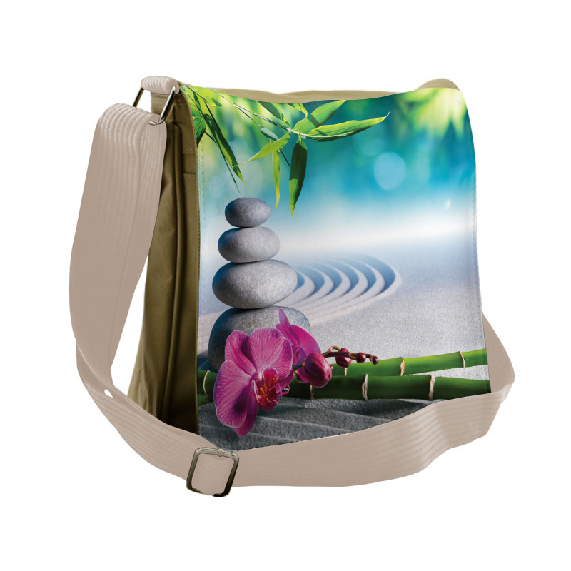 Spa Sand Orchid Flower Messenger Bag