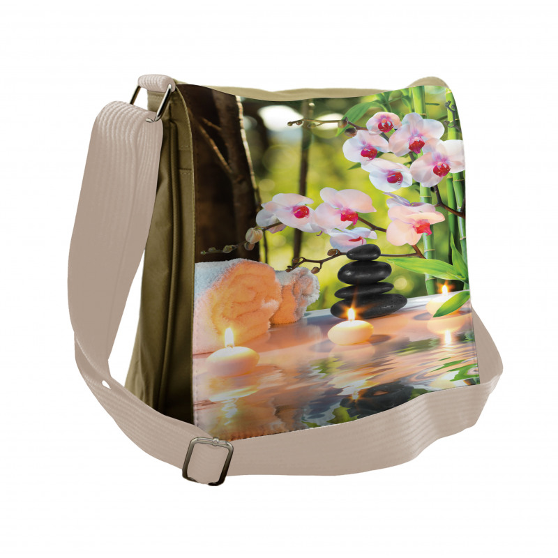 Spa with Candles Orchids Messenger Bag