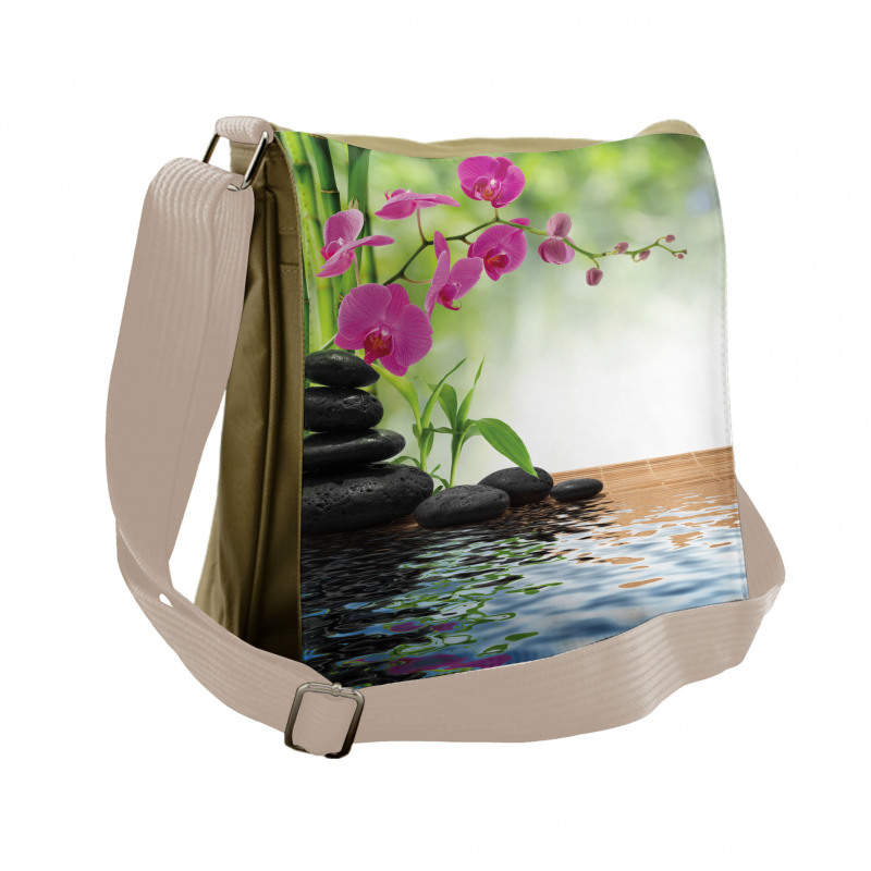 Bamboo Tree Orchid Stones Messenger Bag