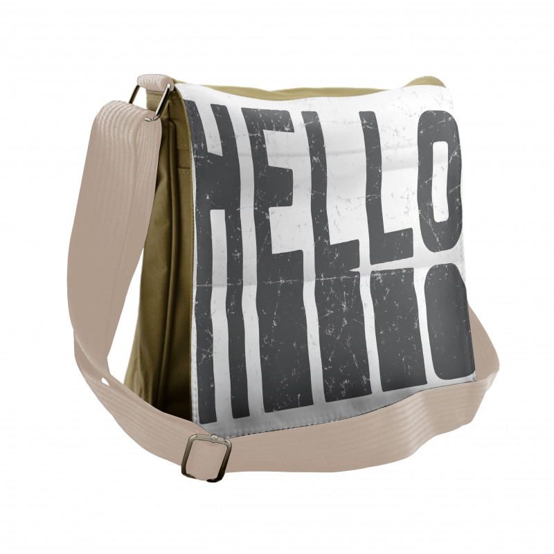 Hello Grunge Typography Art Messenger Bag