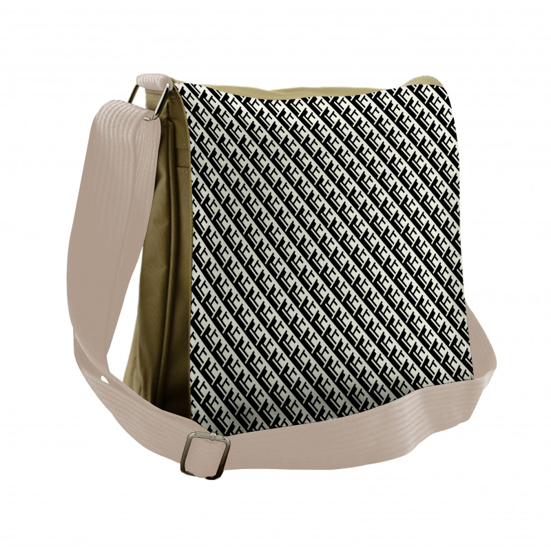 Monochrome Optical Geometric Messenger Bag