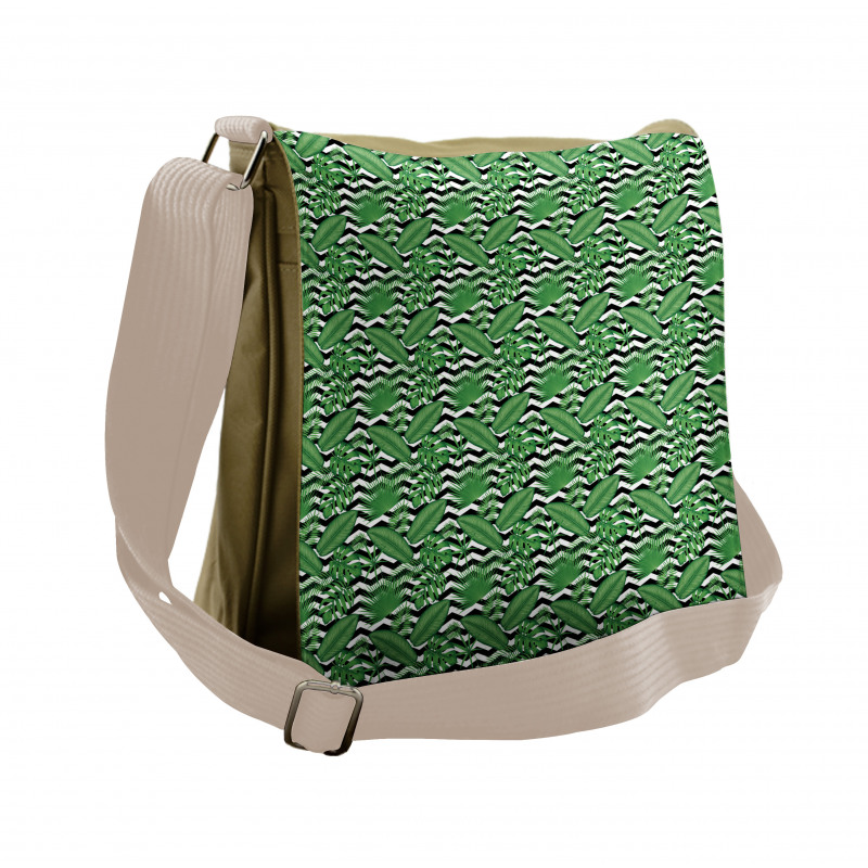 Leaves on Zigzags Messenger Bag