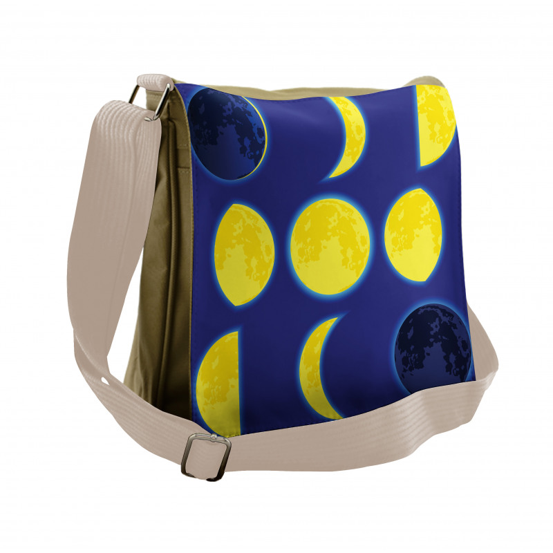 Lunar Phases Scheme at Night Messenger Bag