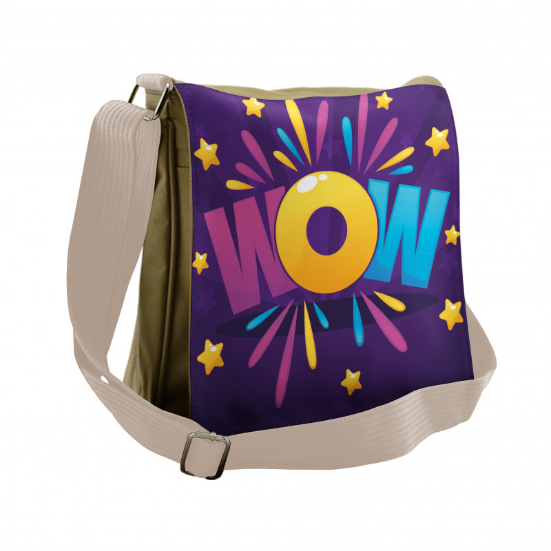 Fun Art Wow Lettering Stars Messenger Bag