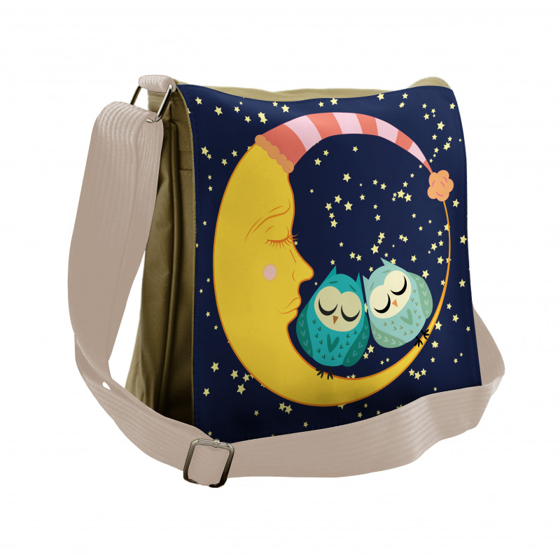 Sleeping Owl Couple Crescent Messenger Bag