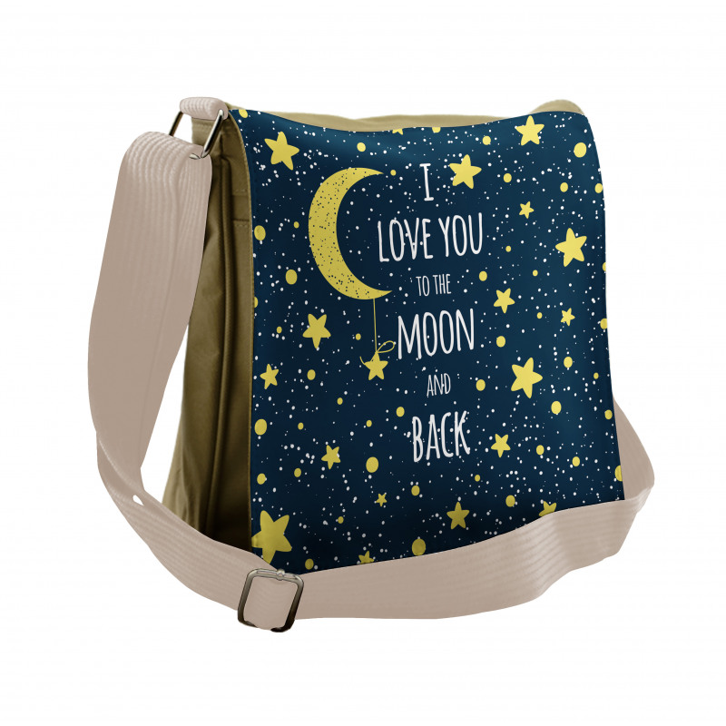 Romantic Typography Moon Star Messenger Bag