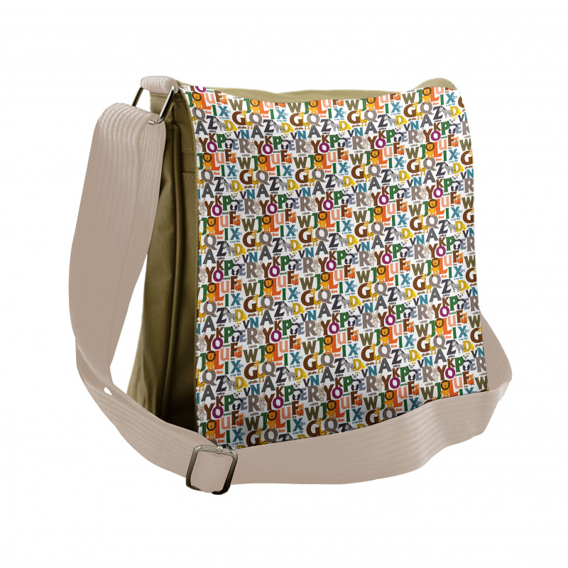 Colorful Animals Initials Messenger Bag