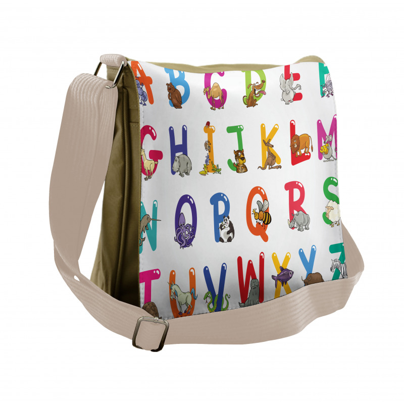 Education Cartoon Animals Messenger Bag