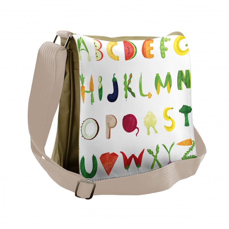 Vegetable Fruit Letters Messenger Bag