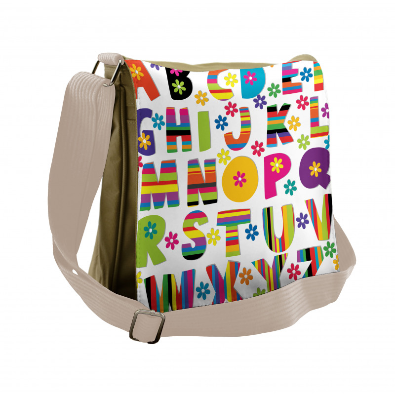 Floral Educational Letters Messenger Bag