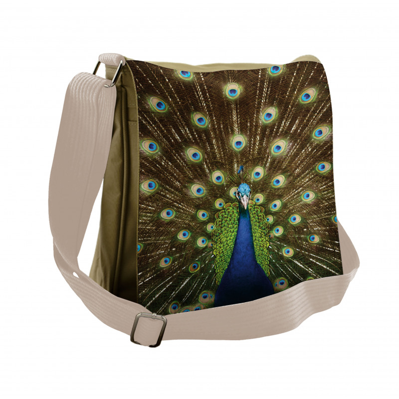 Peacock with Feathers Messenger Bag