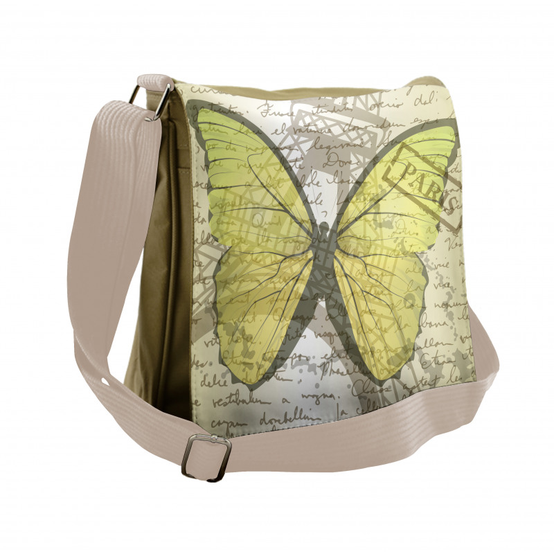 Writing and Butterfly Messenger Bag