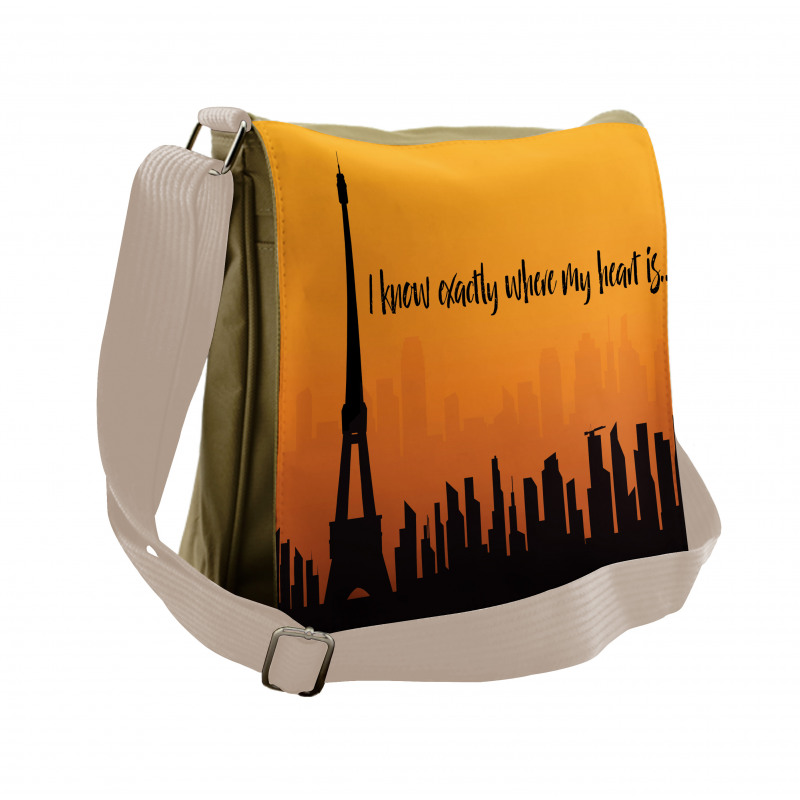 City Skyline Lettering Messenger Bag