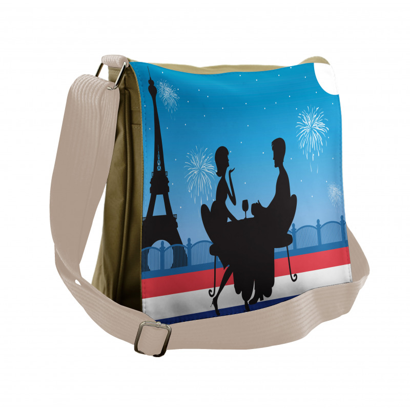 Couple Having Wine Messenger Bag