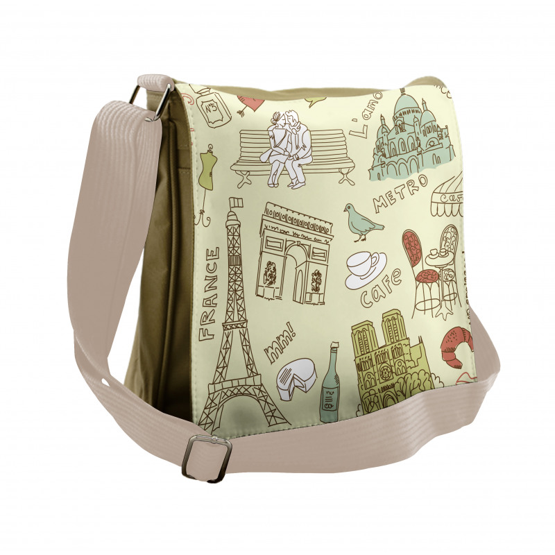 Paris Theme Elements Messenger Bag