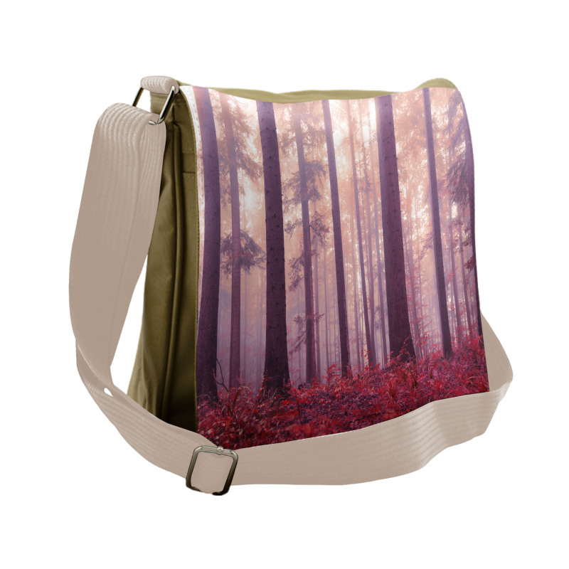 Trees Foggy Sunlight Messenger Bag