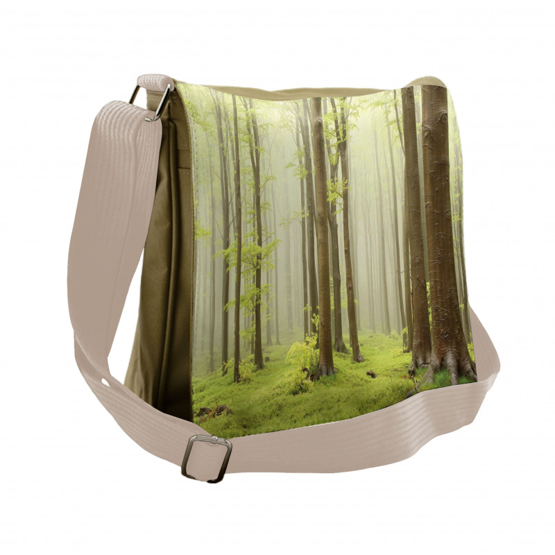 Misty Beech Forest Photo Messenger Bag