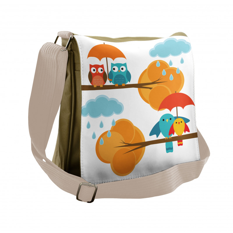 Autumn Cloud Bird Cartoon Messenger Bag