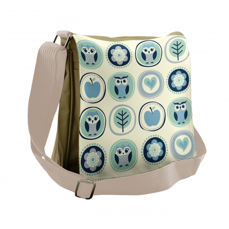 Flowers Apples in Circles Messenger Bag