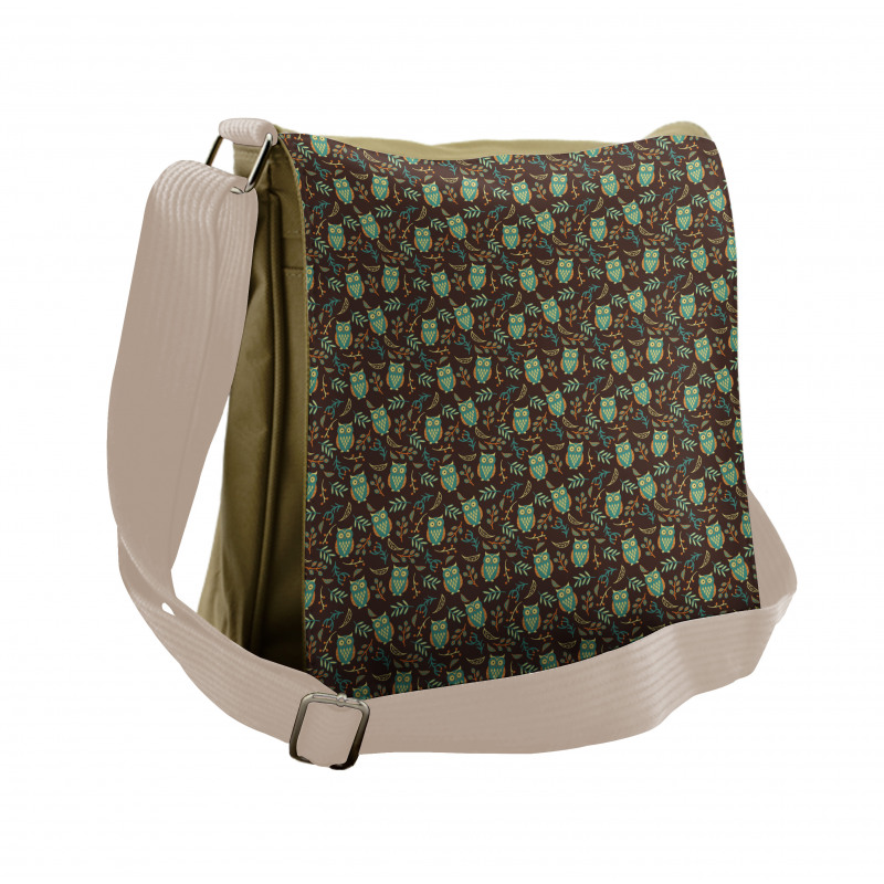 Night Birds Berries Art Messenger Bag