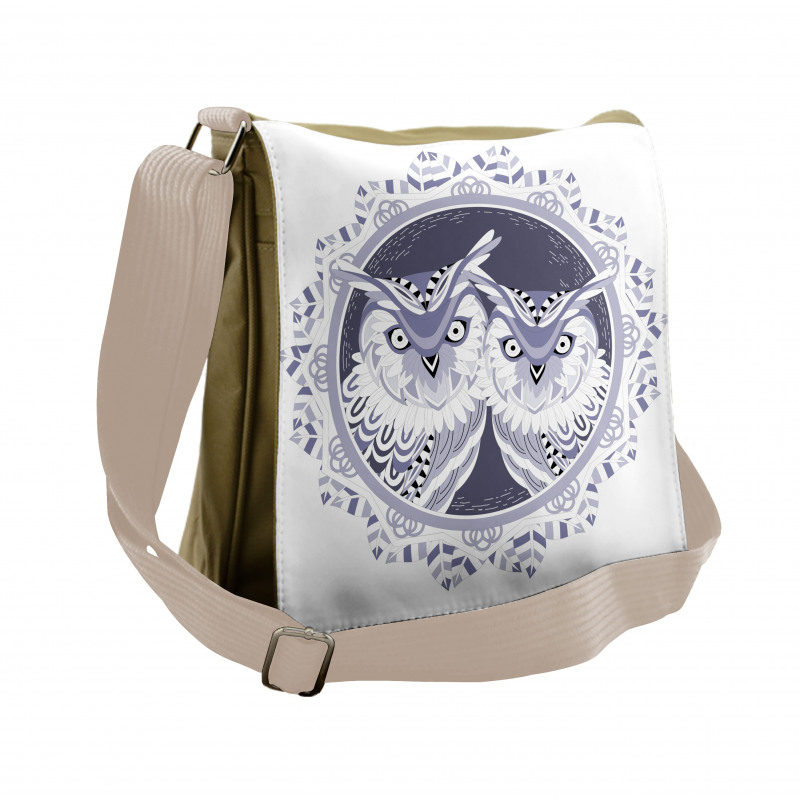 Vintage Night Birds Motif Messenger Bag