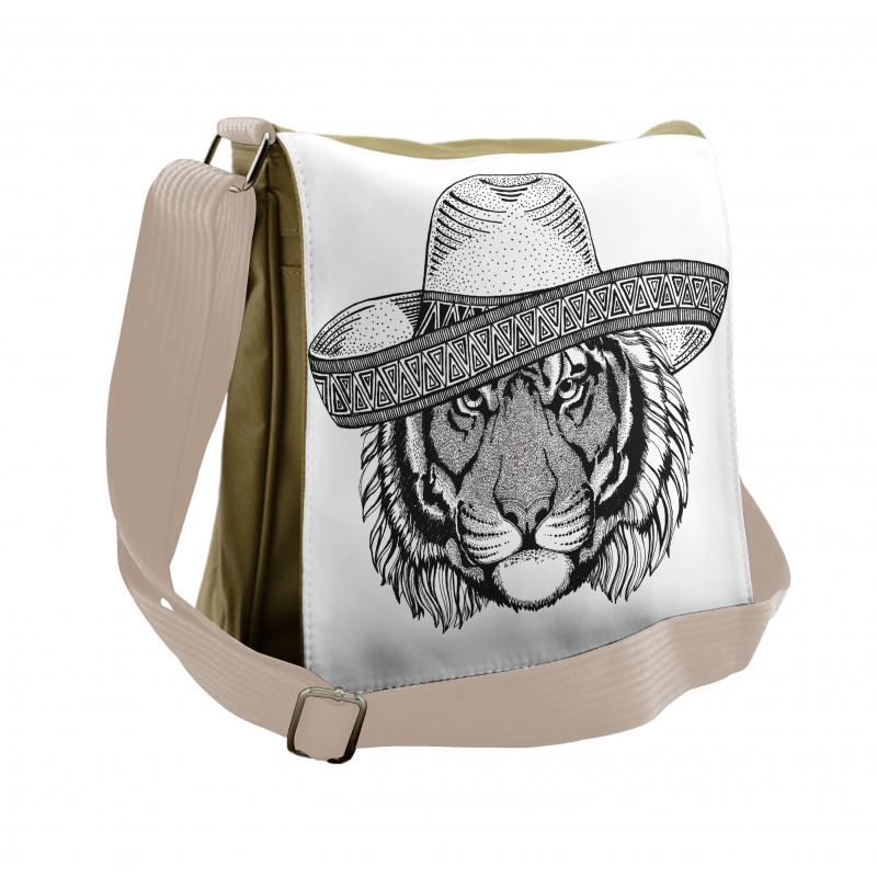 Tiger Fiesta Hat Art Messenger Bag