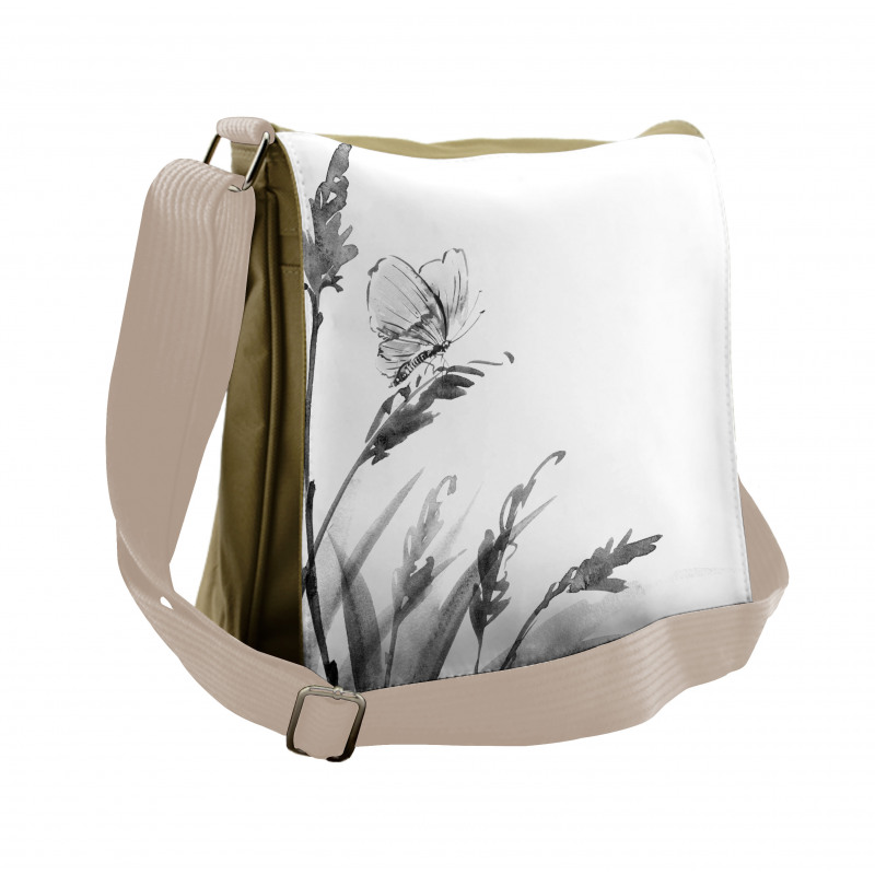 Butterfly on Plant Messenger Bag