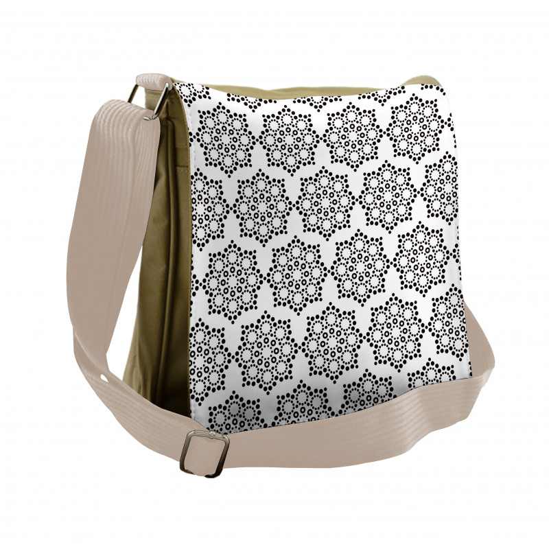 Dotwork Floral Motif Messenger Bag