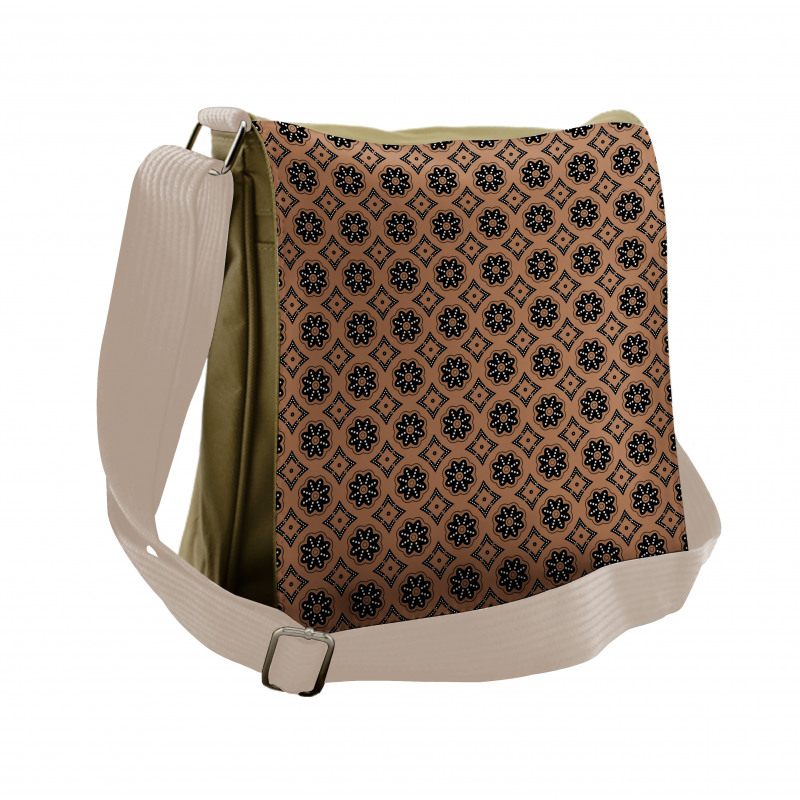 Geometric Floral Folk Messenger Bag