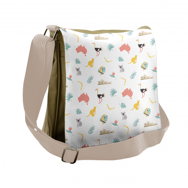 Animals Map and Foliage Messenger Bag