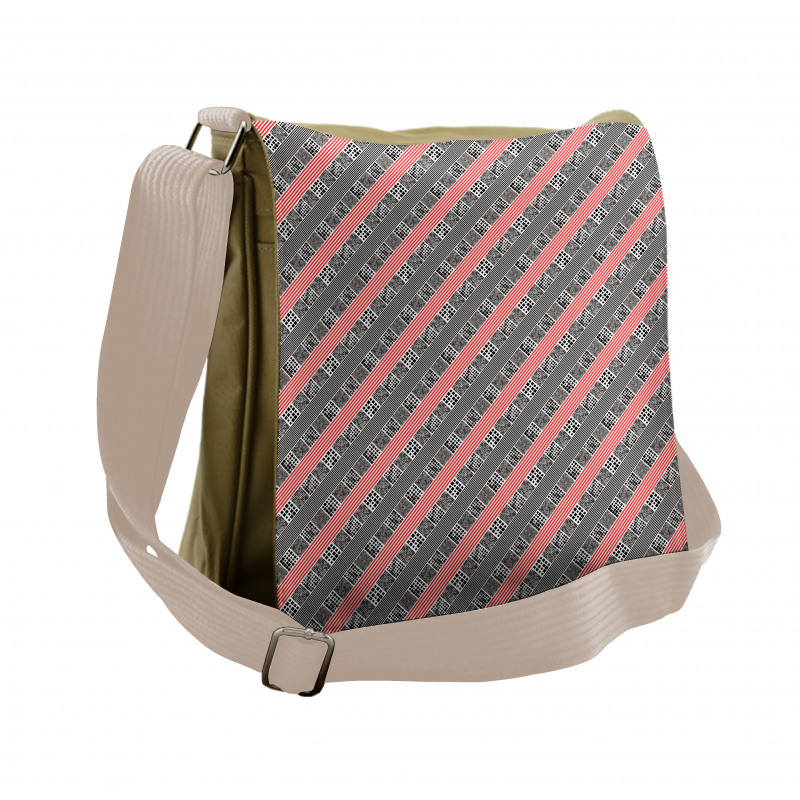 Modern Diagonal Stripes Messenger Bag