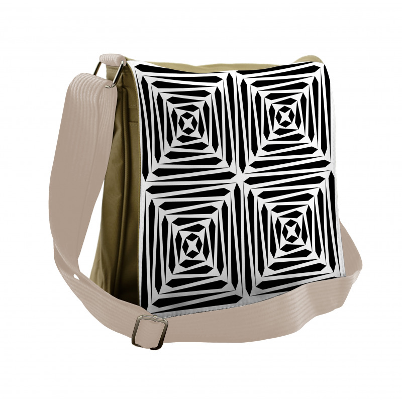 Monochromatic Stripes Art Messenger Bag