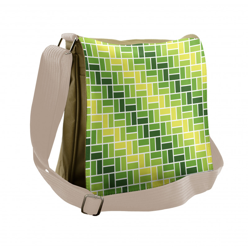 Diagonal Greenish Geometry Messenger Bag