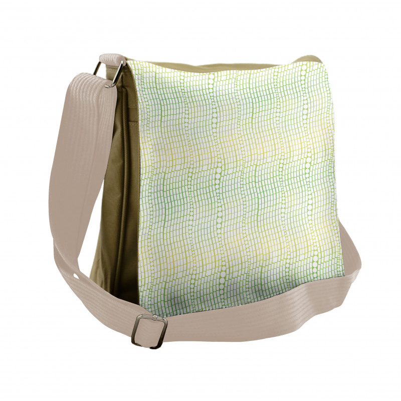 Vertical Waves Polka Dots Messenger Bag