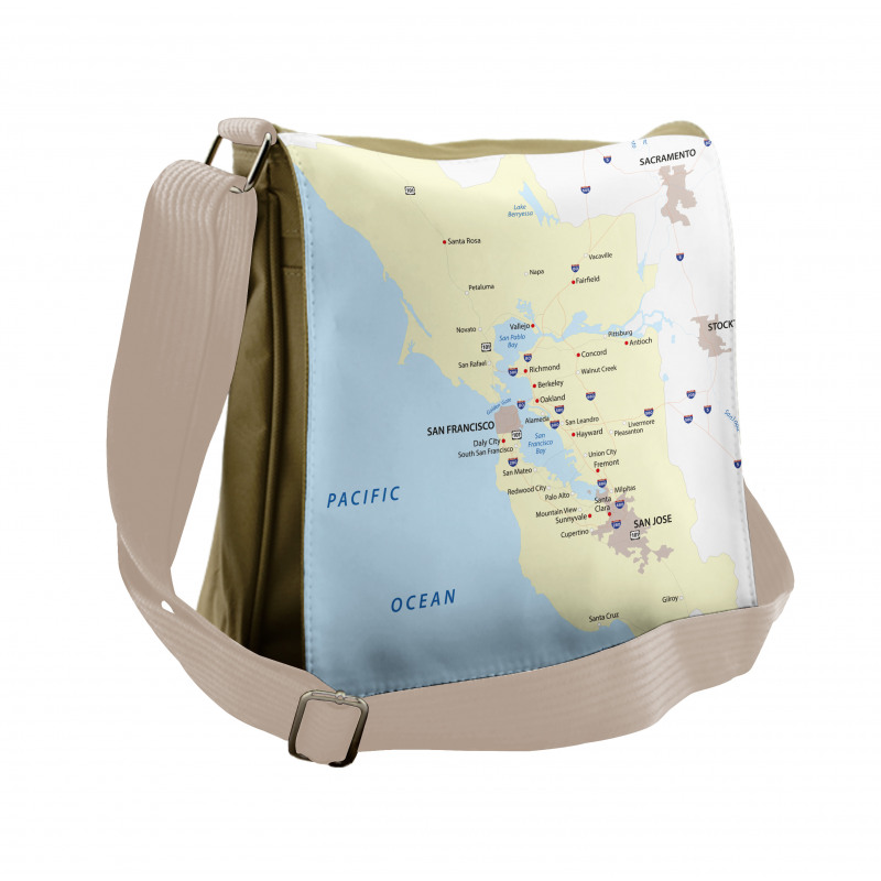 San Francisco Regions Map Art Messenger Bag