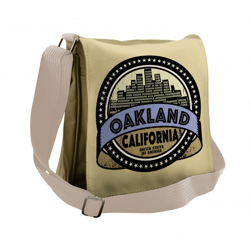 Round Symbolic Lettering Messenger Bag