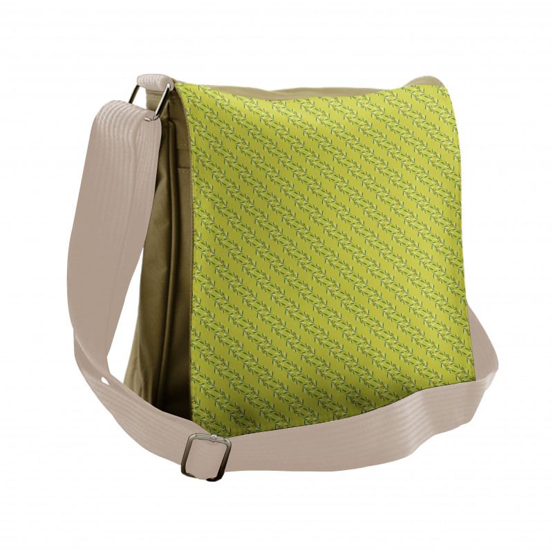 Diagonal Botanical Branches Messenger Bag