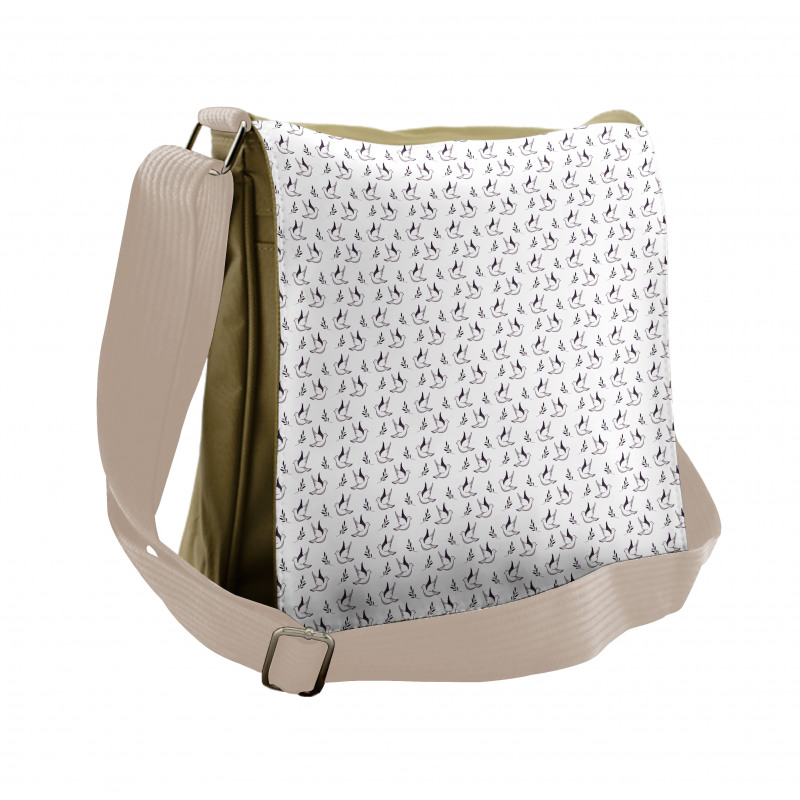 Flying Bird and Olive Branches Messenger Bag