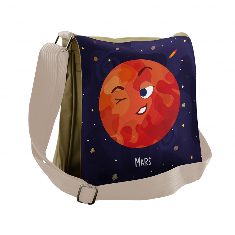 Mars Cartoon Character Messenger Bag