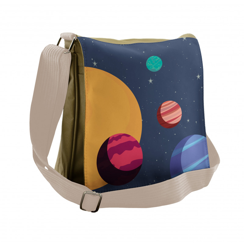 Cartoon Colorful Planets Messenger Bag