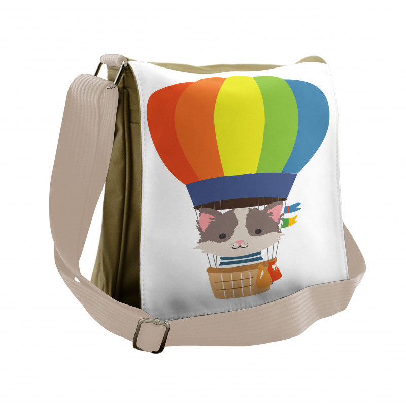 Cartoon Kitten Sky Messenger Bag