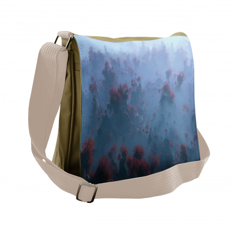 Autumn Trees in Mist Messenger Bag