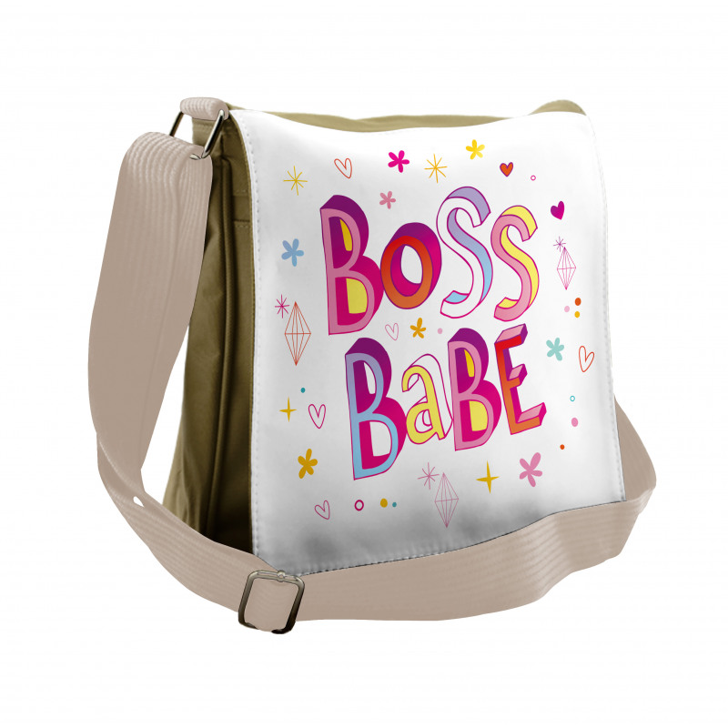 Colorful Graphic Wording Messenger Bag