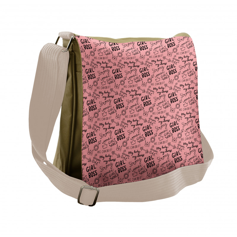 Feminism Themed Wording Messenger Bag