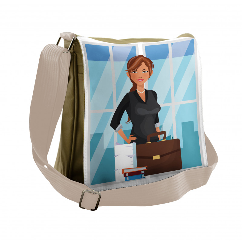 Businesswoman at Office Messenger Bag