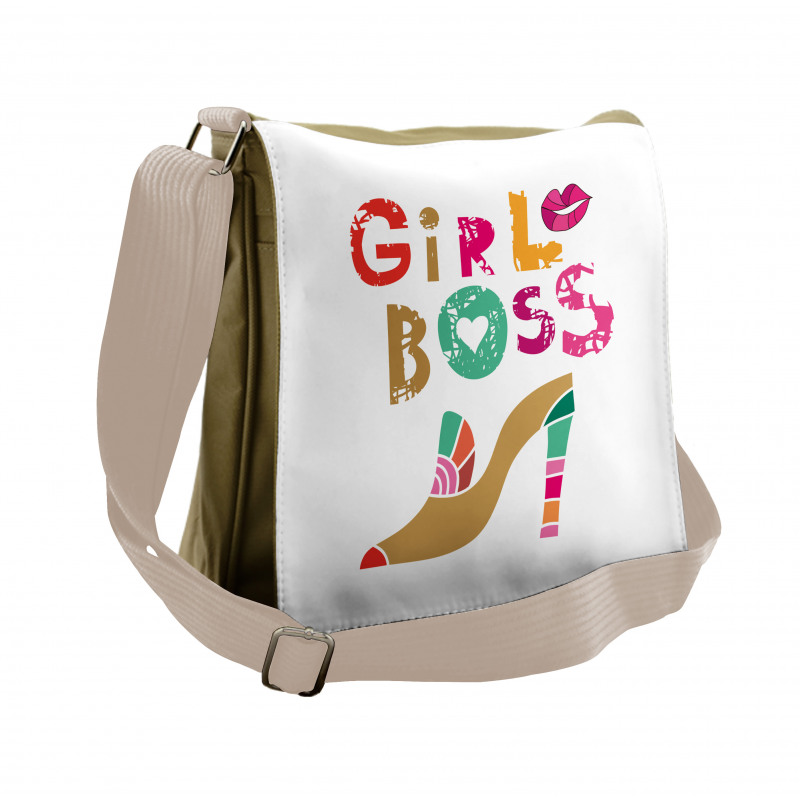 High Heel and Woman Lips Messenger Bag