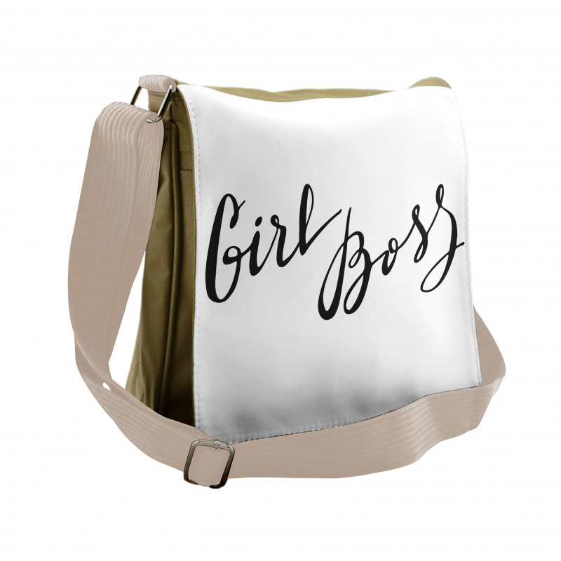 Monochrome Feminine Text Messenger Bag