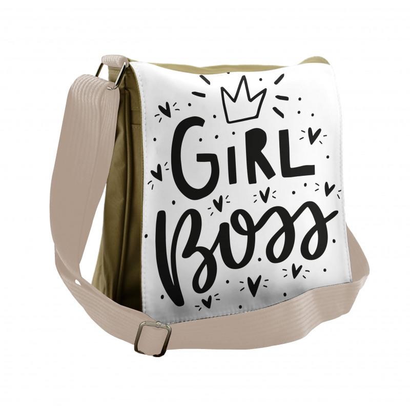 Hearts Crown and Words Messenger Bag