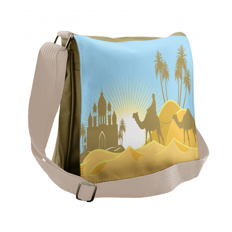 Trees and Camels on a Desert Messenger Bag